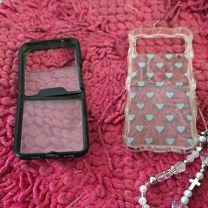 Samsung Z Fold 4 Black and Clear,  Heart Phone Cases